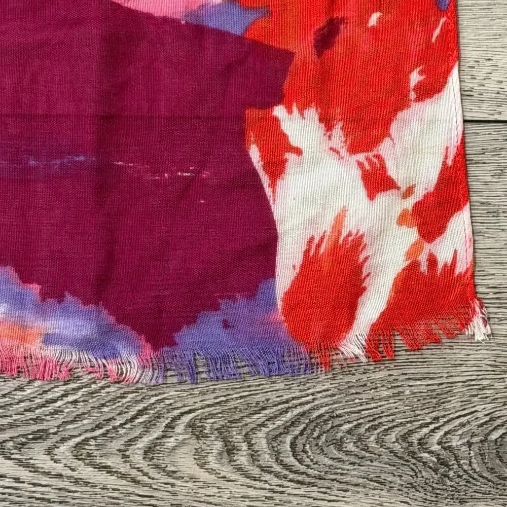 Collection Eighteen Abstract Print Scarf Pink Red Boho Cottagecore Wrap Shawl